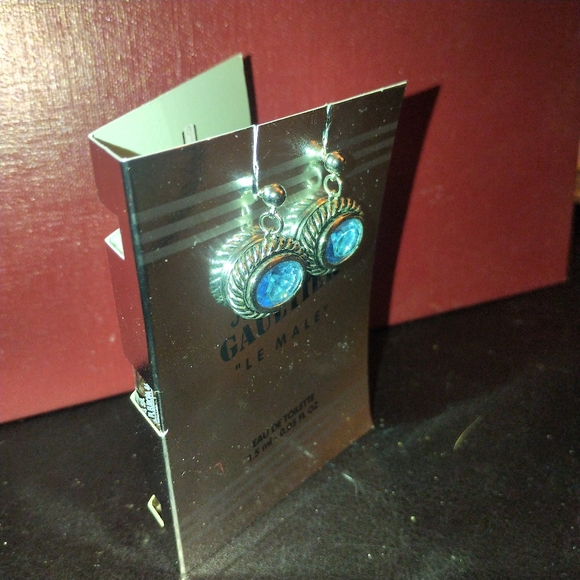 Oval blue earrings - Picture 2 of 3